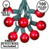 100 G50 Globe Light String Set With Red On Green Wire