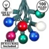 100 G50 Globe Light String Set With Multi On Green Wire