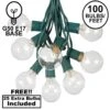 G50 Clear Globe Shaped Bulbs With 100 Socket String Light Set