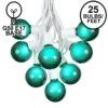 100 G50 Globe Light String Set With Green Bulbs On White Wire