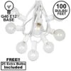 100 G40 Globe String Light Set With Clear Bulbs On White Wire