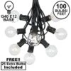 100 G40 Globe String Light Set With Clear Bulbs On Black Wire