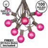 100 G40 Globe String Light Set With Pink Bulbs On Brown Wire