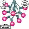 100 G40 Globe String Light Set With Pink Bulbs On Green Wire