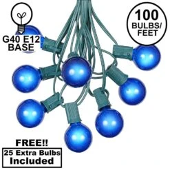 100 G40 Globe String Light Set With Blue Bulbs On Green Wire -Christmas Lights Series 0021299 100 g40 globe string light set with blue bulbs on green wire