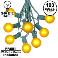 100 G40 Globe String Light Set With Yellow Bulbs On Green Wire -Christmas Lights Series 0021300 100 g40 globe string light set with yellow bulbs on green wire