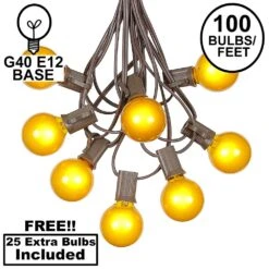 100 G40 Globe String Light Set With Yellow Bulbs On Brown Wire