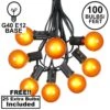 100 G40 Globe String Light Set With Orange Bulbs On Black Wire