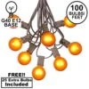 100 G40 Globe String Light Set With Orange Bulbs On Brown Wire