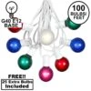 100 G40 Globe String Light Set With Multi Colored Satin Bulbs On White Wire