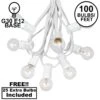 100 G30 Globe String Light Set With Clear Bulbs On White Wire