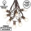 100 G30 Globe String Light Set With Frosted White Bulbs On Brown Wire