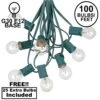 100 G30 Globe String Light Set With Clear Bulbs On Green Wire