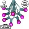 100 G30 Globe String Light Set With Purple Satin Bulbs On Green Wire