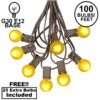 100 G30 Globe String Light Set With Yellow Satin Bulbs On Brown Wire