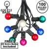 100 G30 Globe String Light Set With Multi Colored Satin Bulbs On Black Wire