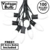 100 C9 Ceramic Christmas Light Set - White - Black Wire