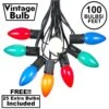 100 C9 Ceramic Christmas Light Set - Multi - Black Wire
