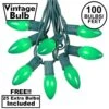 100 C9 Ceramic Christmas Light Set - Green - Green Wire