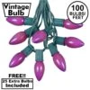 100 C9 Ceramic Christmas Light Set - Purple - Green Wire