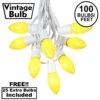 100 C9 Ceramic Christmas Light Set - Yellow - White Wire
