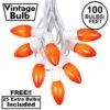 100 C9 Ceramic Christmas Light Set - Orange - White Wire