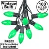 100 C9 Ceramic Christmas Light Set - Green - Black Wire