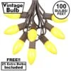 100 C9 Ceramic Christmas Light Set - Yellow - Brown Wire