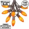 100 C9 Ceramic Christmas Light Set - Orange - Brown Wire