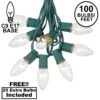 100 C9 Christmas Light Set - Clear Bulbs - Green Wire