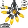 100 C9 Christmas Light Set - Yellow Bulbs - Black Wire