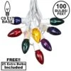 100 C9 Christmas Light Set - Assorted Bulbs - White Wire