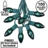 100 C9 Christmas Light Set - Green Bulbs - Green Wire