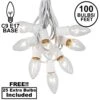 100 C9 Christmas Light Set - Clear Bulbs - White Wire