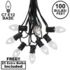 100 C7 String Light Set With Clear Bulbs On Black Wire