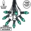 100 C7 String Light Set With Green Bulbs On Black Wire