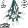 100 C7 String Light Set With Clear Bulbs On Green Wire