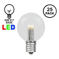 25 Warm White LED G50 Commercial Grade Intermediate Base Light Set - Brown Wire -Christmas Lights Series 0021621 25 warm white led g50 commercial grade intermediate base light set brown wire