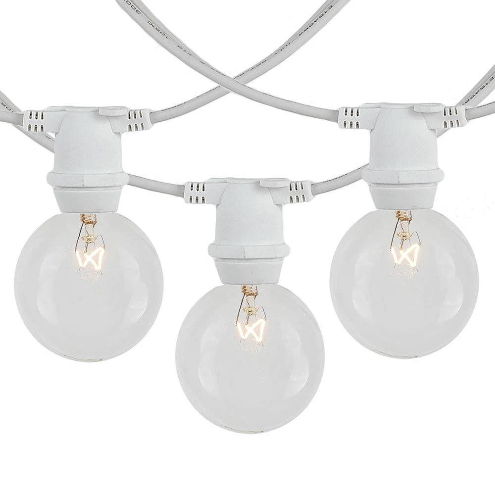 25 Clear G50 Commercial Grade Intermediate Base Light Set - White Wire 2 25 Clear G50 Commercial Grade Intermediate Base Light Set - White Wire - Image 2
