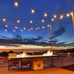 100 Warm White LED G40 Commercial Grade Candelabra Base Light Set - White Wire -Christmas Lights Series 0021806 100 warm white led g40 commercial grade candelabra base light set white wire