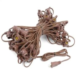 80 Warm White LED G50 Commercial Grade Intermediate Base Light Set - Brown Wire -Christmas Lights Series 0021866 80 warm white led g50 commercial grade intermediate base light set brown wire