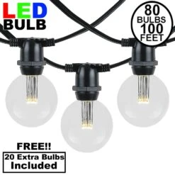 80 Warm White LED G50 Commercial Grade Intermediate Base Light Set