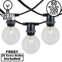 80 Clear G50 Commercial Grade Intermediate Base Light Set
