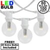 80 Warm White LED G50 Commercial Grade Intermediate Base Light Set - White Wire