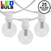 25 Warm White LED G50 Commercial Grade Intermediate Base Light Set - White Wire