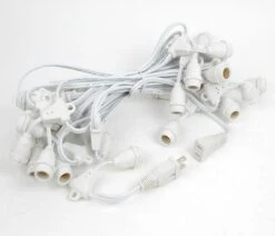 25 Warm White G50 Suspended Commercial Grade Intermediate Base Light Set - White Wire -Christmas Lights Series 0022055 25 warm white g50 suspended commercial grade intermediate base light set white wire