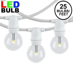 25 Warm White LED G30 Commercial Grade Candelabra Base Light Set - White Wire