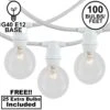 100 Clear G40 Commercial Grade Candelabra Base Light Set - White Wire