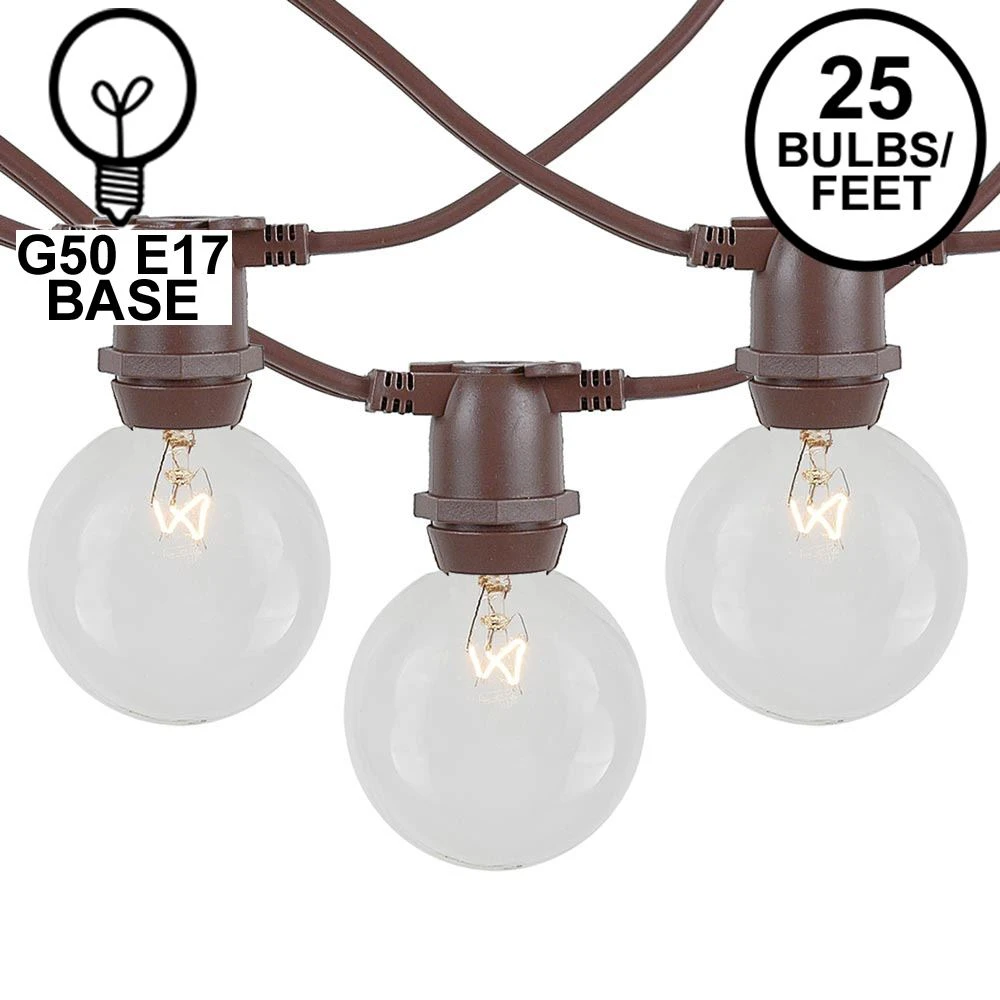 25 Clear G50 Commercial Grade Intermediate Base Light Set - Brown Wire 1 25 Clear G50 Commercial Grade Intermediate Base Light Set - Brown Wire