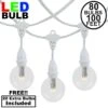 80 Warm White G50 LED Suspended Commercial Grade Intermediate Base Light Set - White Wire